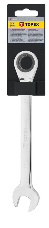 Klucz płasko-oczkowy z grzechotką 17x225mm