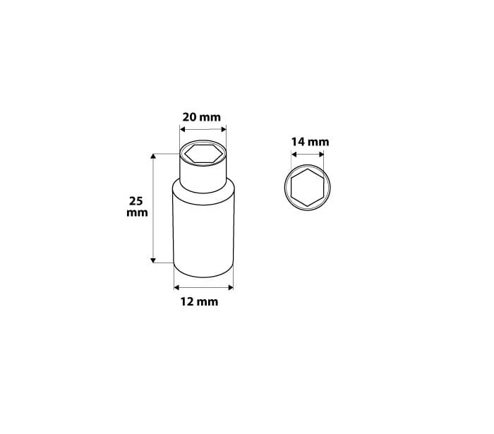 Nasadka sześciokątna 1/4", 14mm