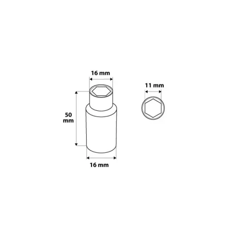 Nasadka sześciokątna długa 1/4", 11mm