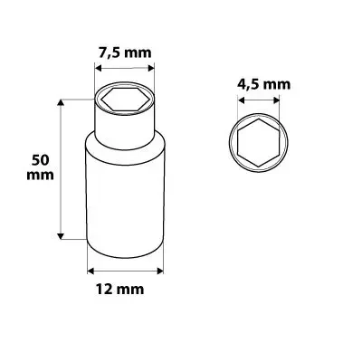 Nasadka sześciokątna długa 1/4", 4,5mm