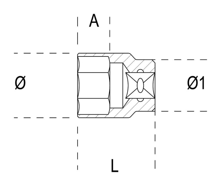 schemat NASADKA SZEŚCIOKĄTNA 3/8'' 19MM