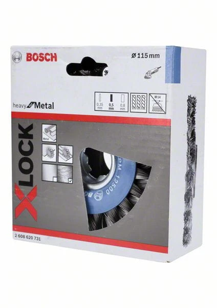 Szczotka tarczowa z drutu plecionego z systemem X-LOCK, 115 stalowa