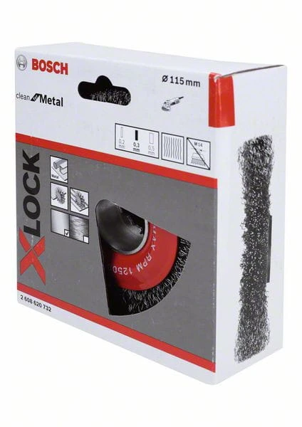 Szczotka tarczowa z drutu z systemem X-LOCK, drut falisty 115 stalowy